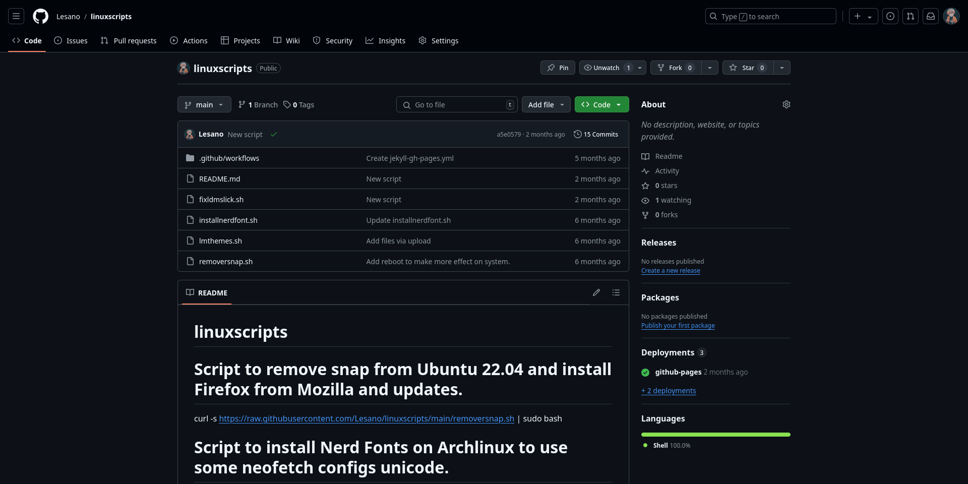 Captura de tela do Linuxscripts