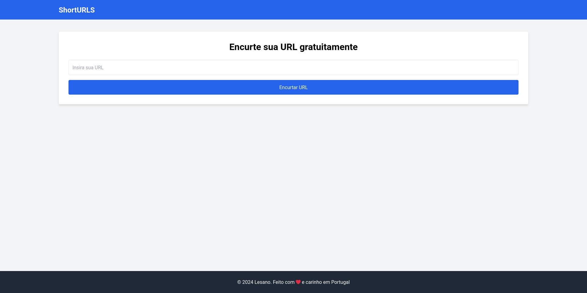 Captura de tela do Shorturls